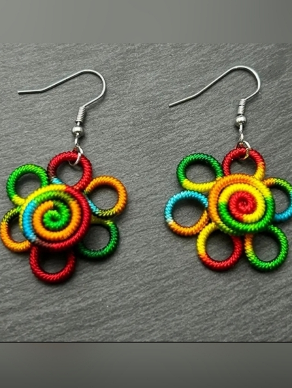 Colorful Spiral Flower Dangle Earrings